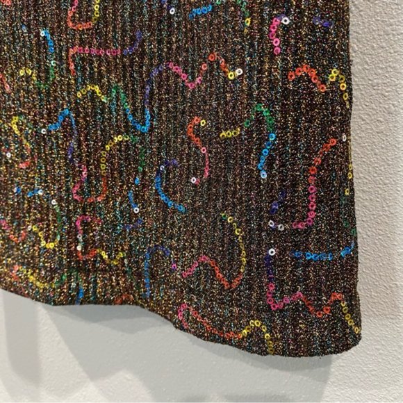 Urban Outfitters Sequin Glitter Gold Multicolor Halter Mini Dress Cut Out XS - Picture 6 of 8